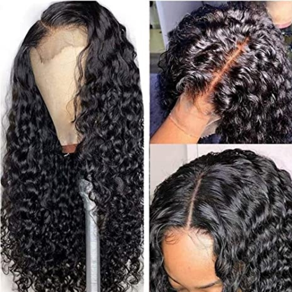13X4 Deep Wave Transparent Lace Frontal Wig Raw Cambodian Hair Glueless Hd Lace - Picture 2 of 6